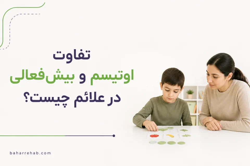 کودک و والد در فعالیت تمرکزی داخل مرکز توانبخشی